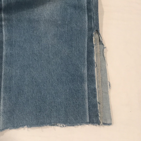 Blank Paige Denim Collection Wide Leg Mid Rise Med Wash Frayed Hem Slit Side S - Picture 6 of 16